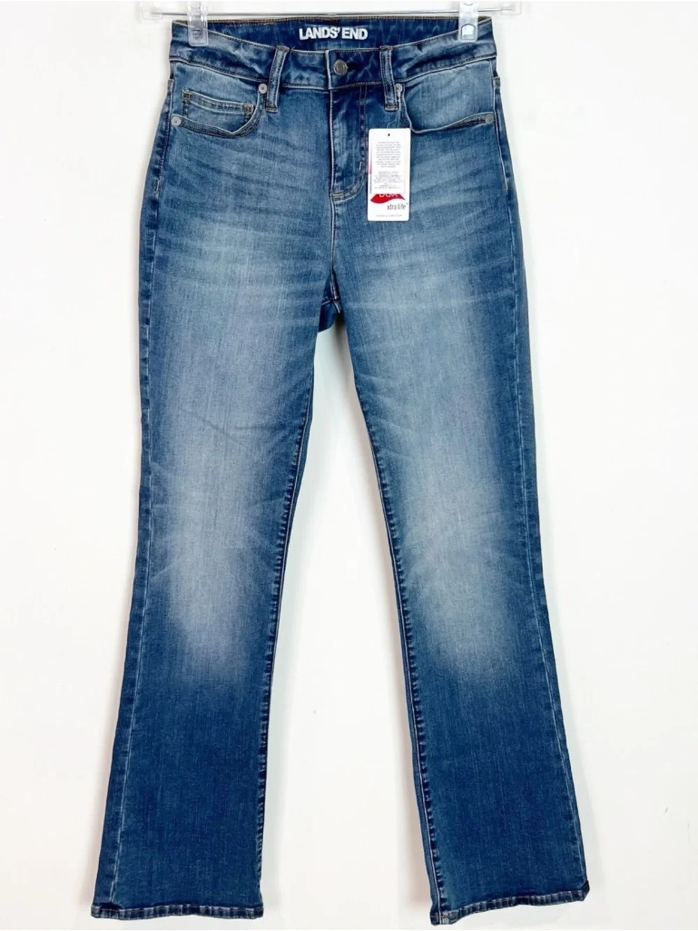 LANDS END MID RISE CURVY BOOT CUT JEANS WOMENS SZ 4 NWT